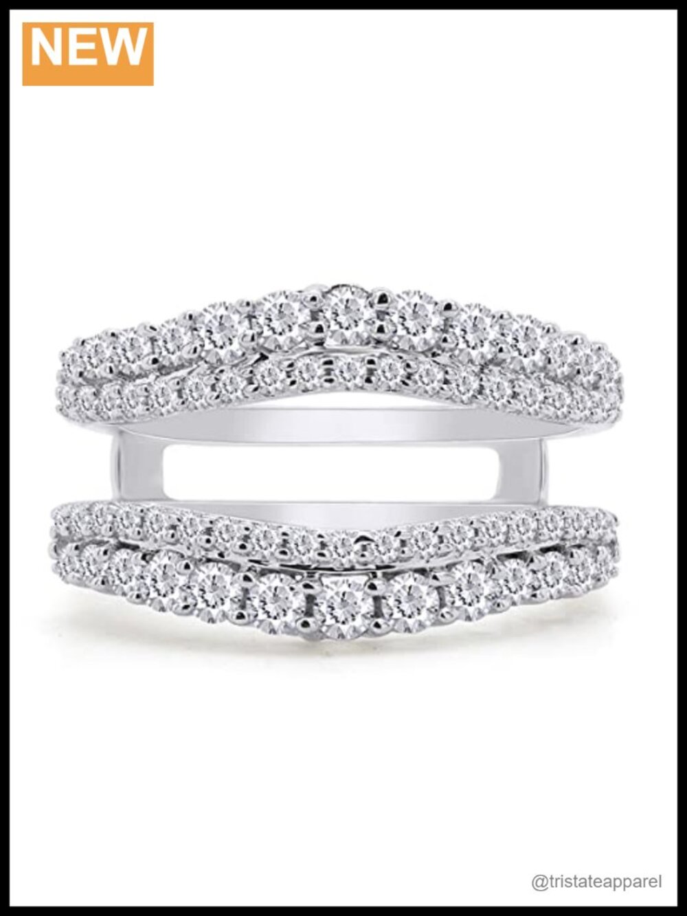 Curved Enhancer Guard Ring 925 Sterling Silver 1.00 CT Moissanite